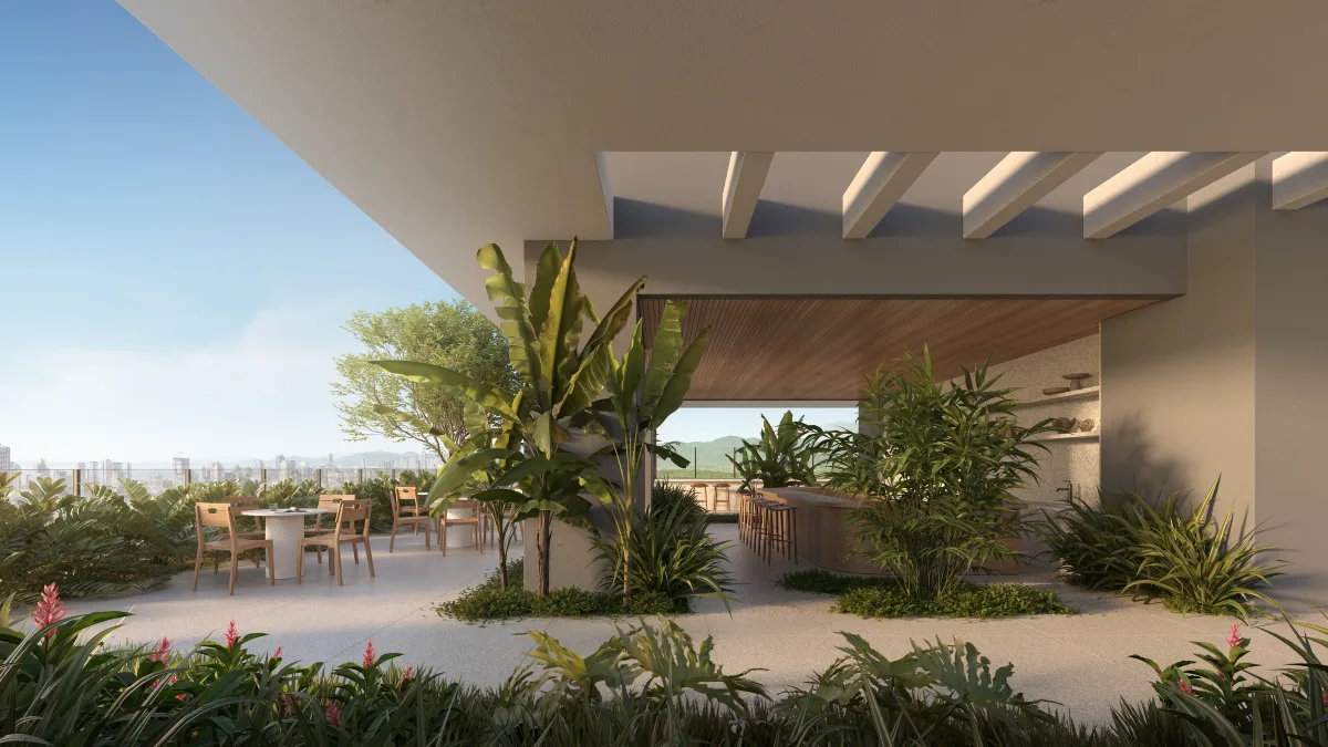 Bar do rooftop do Isla Residencial Clube