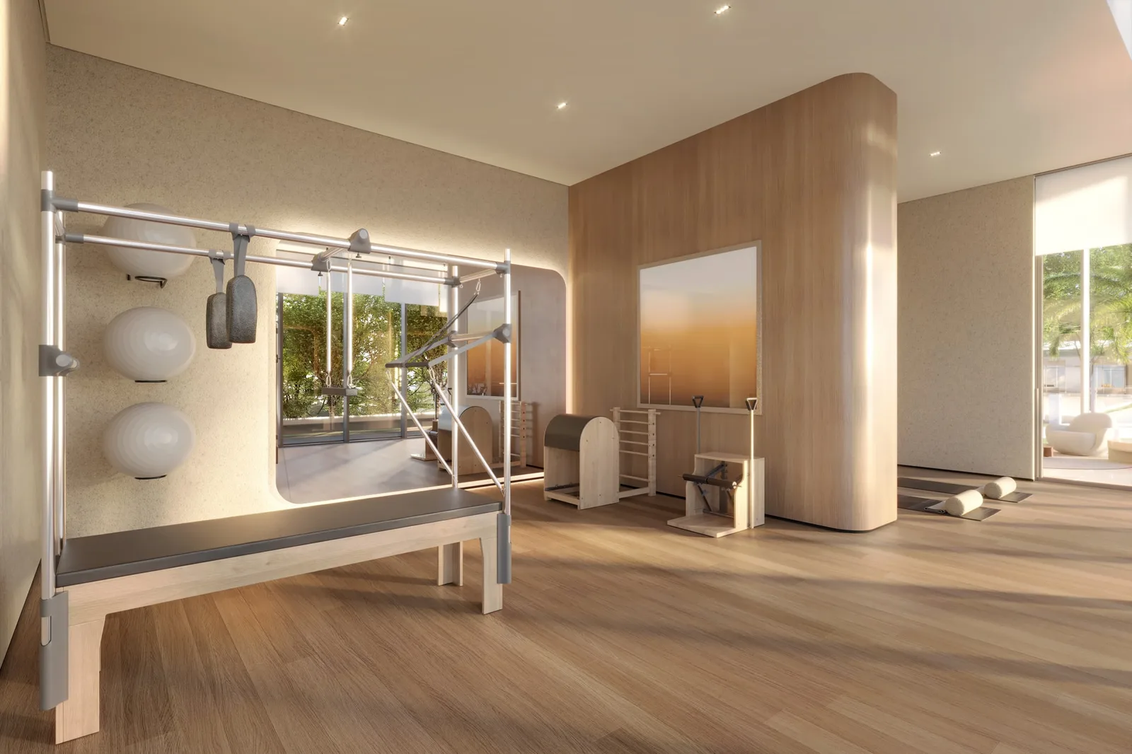 Sala de pilates e yoga do Condomínio Mirra