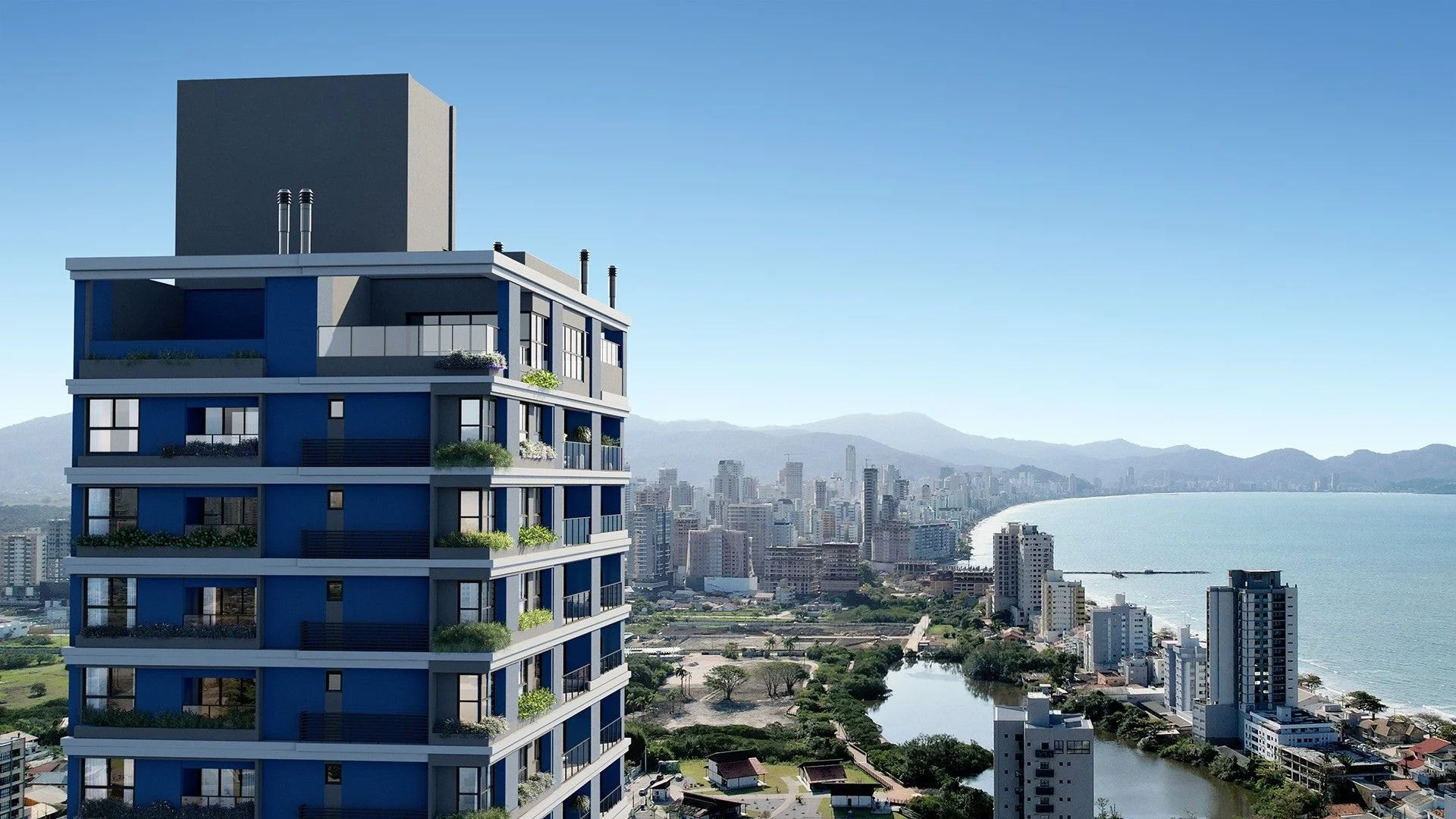 Lançamento residencial no Balneário Perequê, Porto Belo SC, com o mar ao fundo