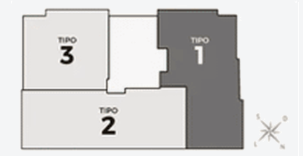 Posição do apartamento tipo 1 no pavimento