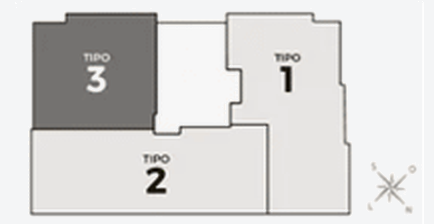 Posição do apartamento tipo 3 no pavimento